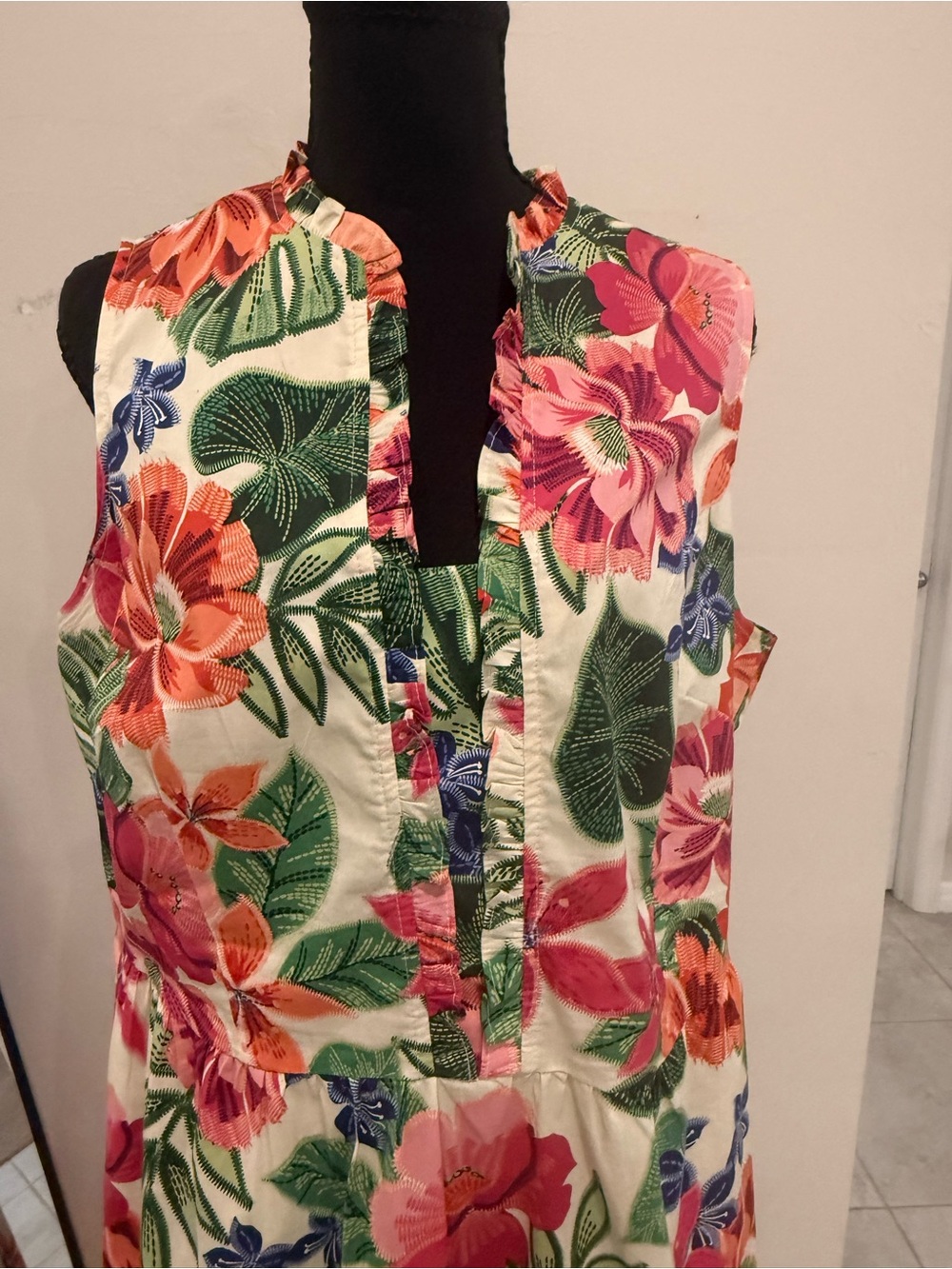 London Times Cream Floral Maxi Dress with Pink, Orange & Green - Picture 3 of 11